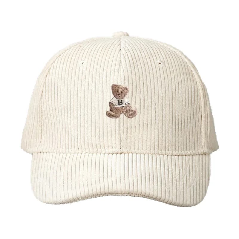 Casquette de Baseball en velours côtelé pour hommes et femmes, motif ours en peluche, Protection sol