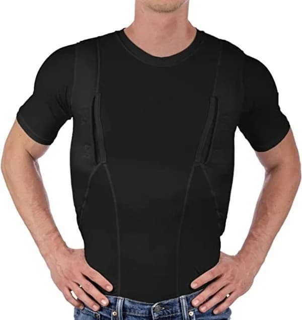 Chemise étui de transport dissimulée pour hommes, T-Shirt à manches courtes et col rond, séchage rap