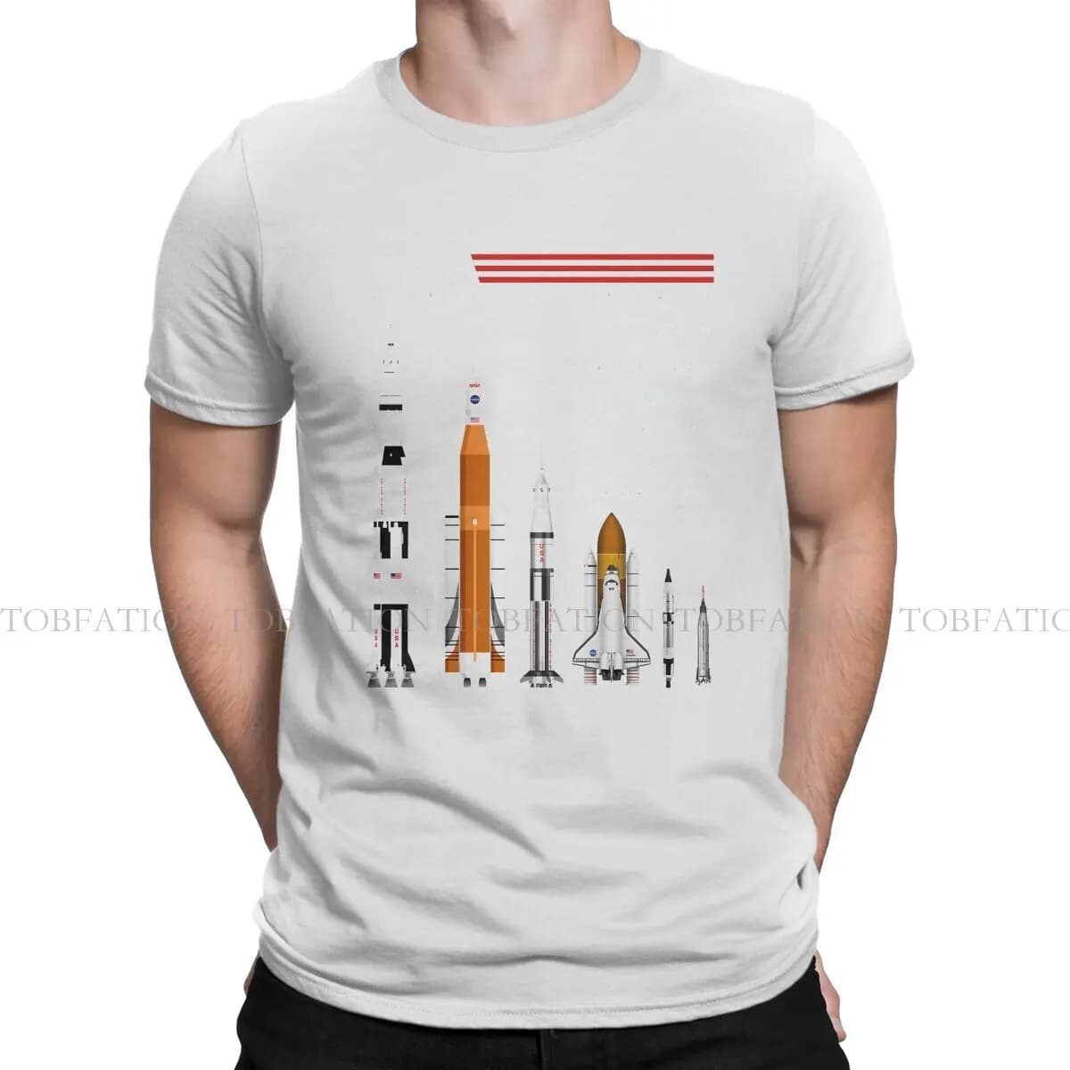 T-shirt homme, estival et vintage, en coton, avec navette spatiale intelspace, Raptor Saturn VSLS, H