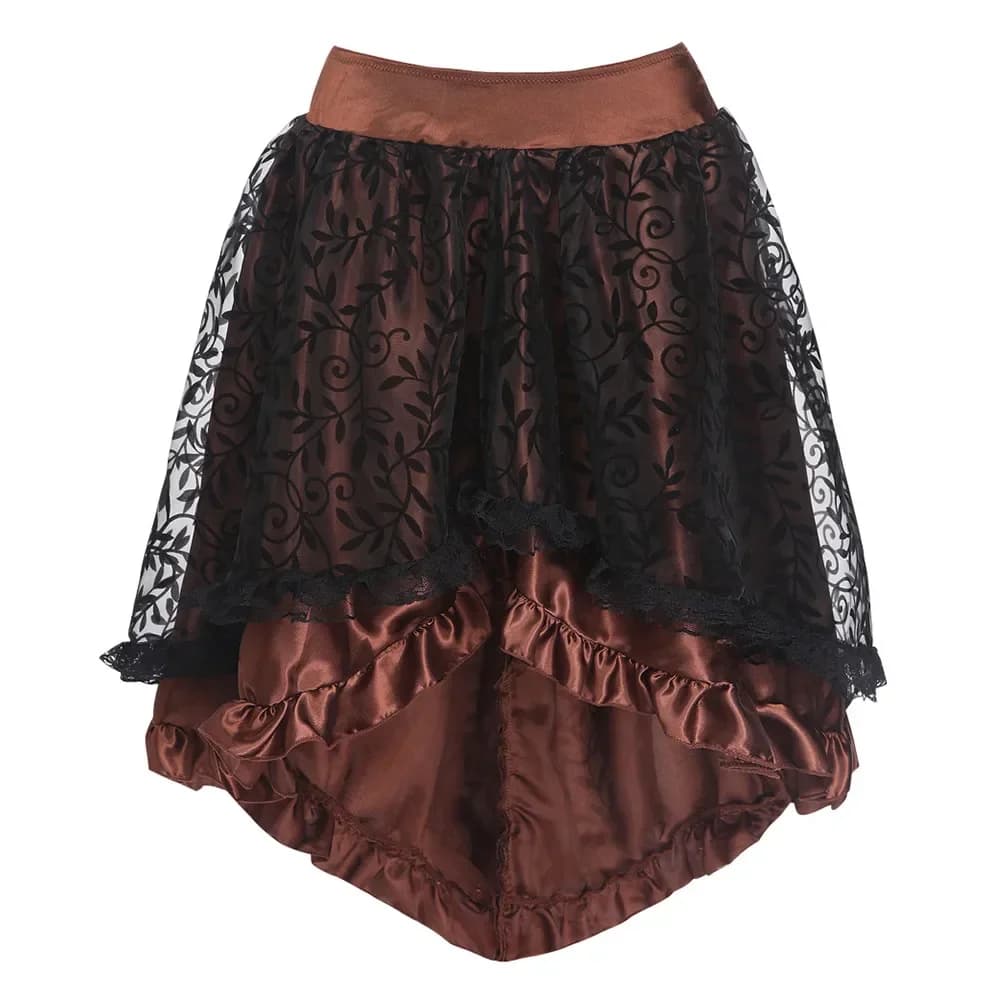 Steampunk femmes dentelle jupe florale asymétrique Renaissance victorienne Pirate médiéval Sexy goth