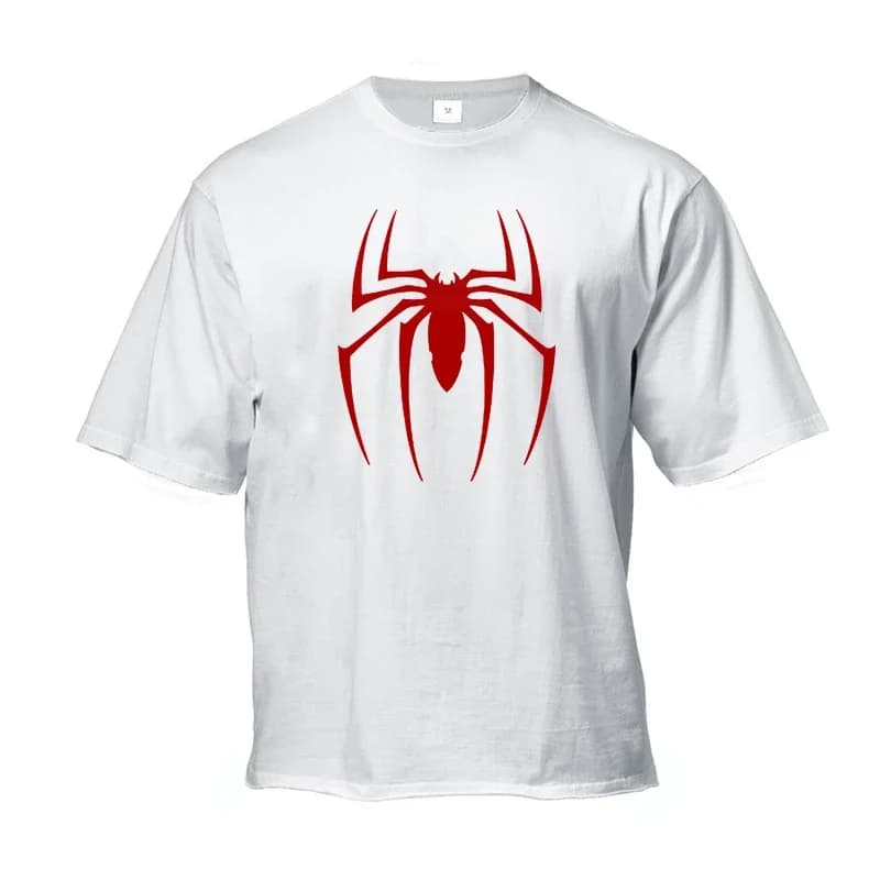 Vêtements de Sport de gymnastique imprimés araignée rouge, chemise ample surdimensionnée en coton po