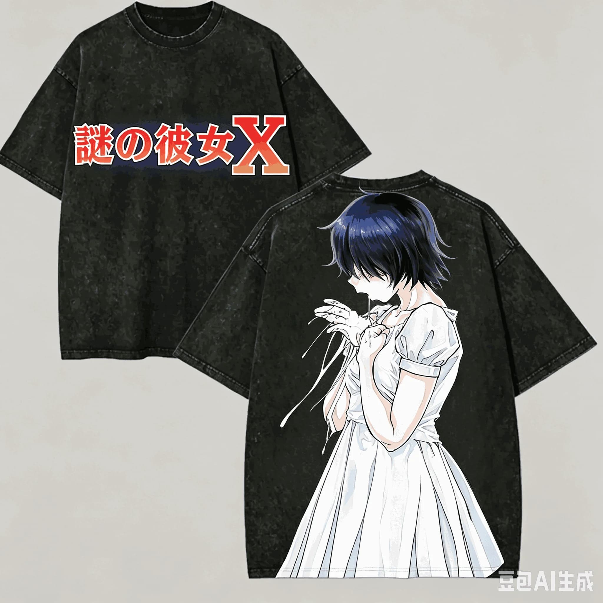 T-shirt délavé Mysterious Girlfriend X pour les amateurs d'anime, style Harajuku, nouveau modèle, co