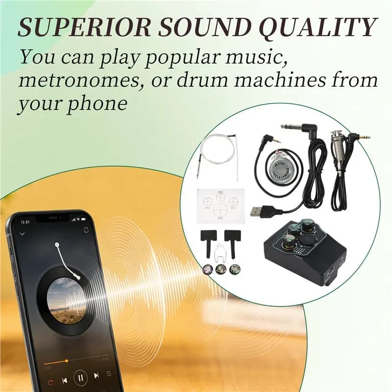 Micro pour guitare classique AA90 - Capteur de vibration avec accompagnement Bluetooth et égaliseur 