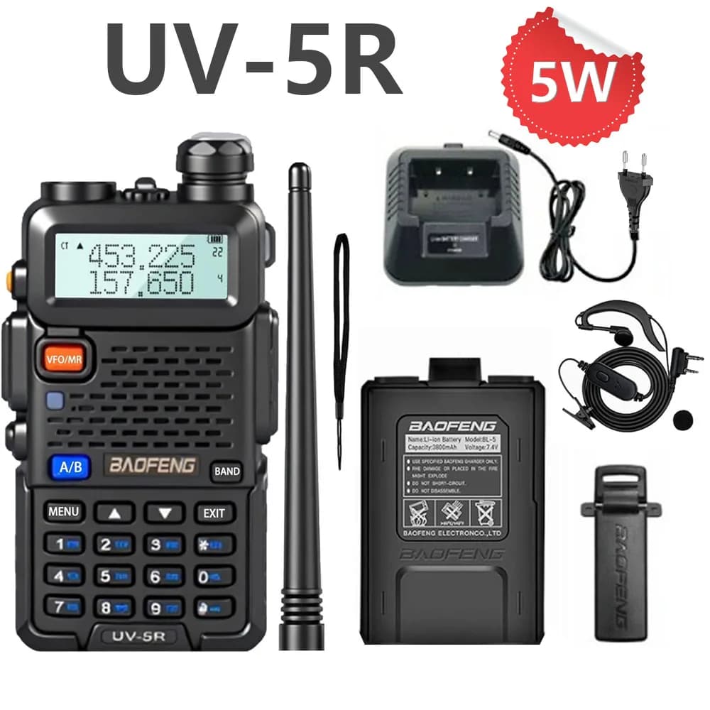 Baofeng 10KM talkie-walkie avec écouteurs UV 5R double bande jambon Radio bidirectionnelle Vhf Uhf F