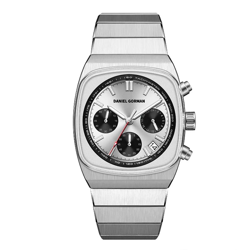 Daniel Gorman Chronographe Montre pour homme Tachymètre à quartz en acier inoxydable Montre-bracelet