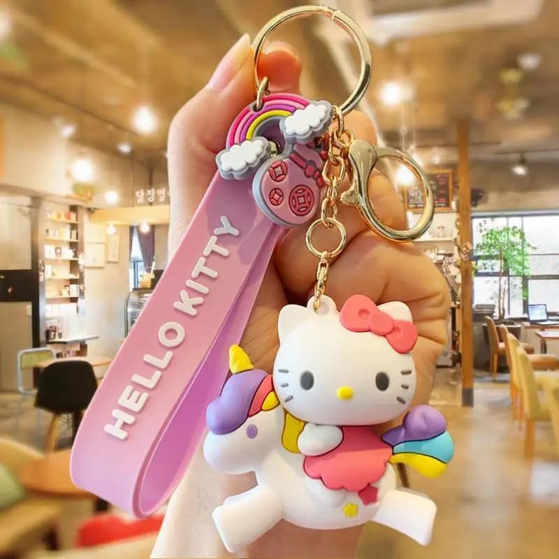 Porte-clés Poupée Sanrio Kawaii, Licorne en Coton, Cinnamoroll, Accessoires de Voiture, Pendentif de