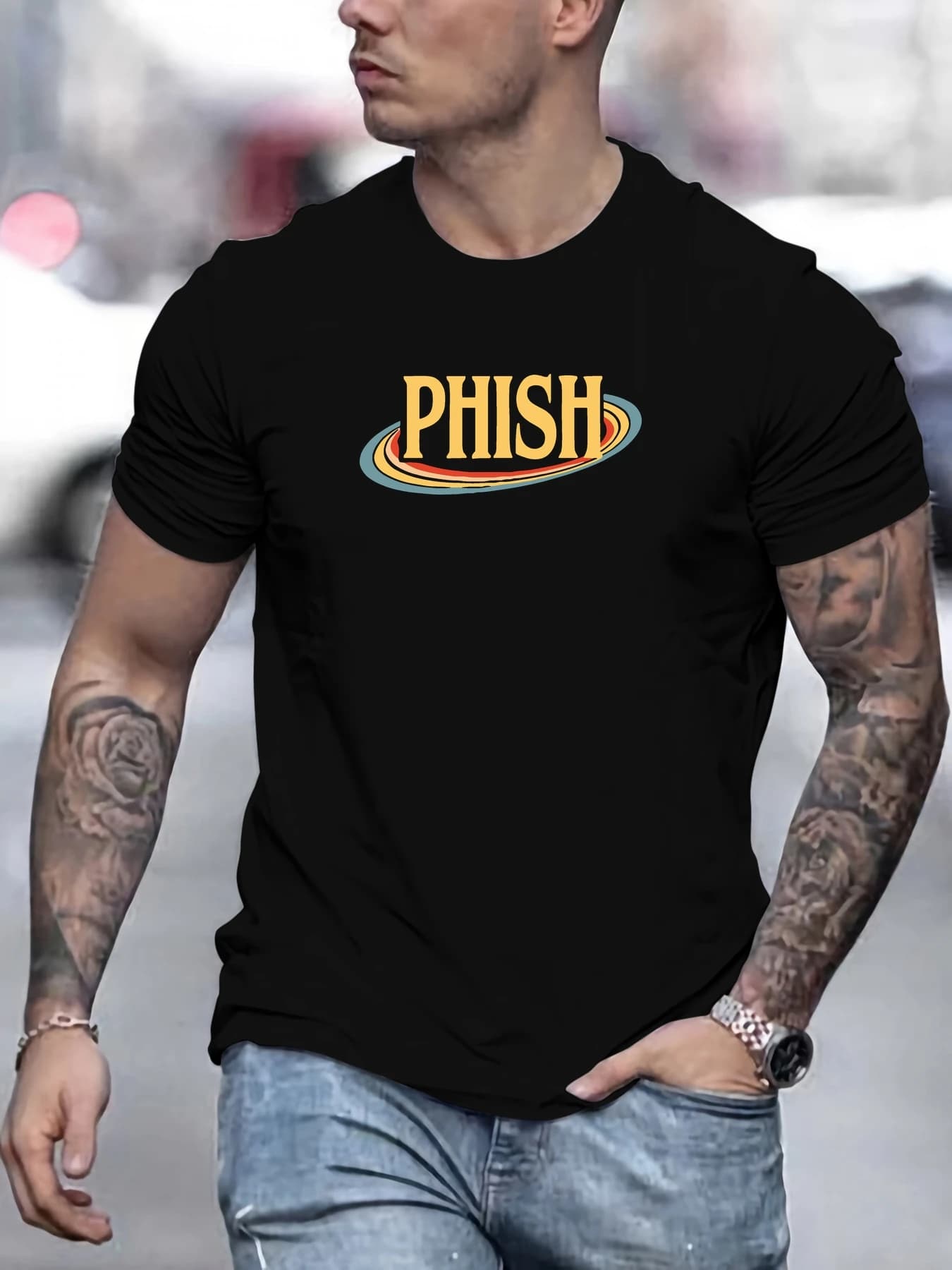 T-Shirt homme 2025 nouveauté rétro bande PHISH graphique Vibrant coloré orbe typographie impression