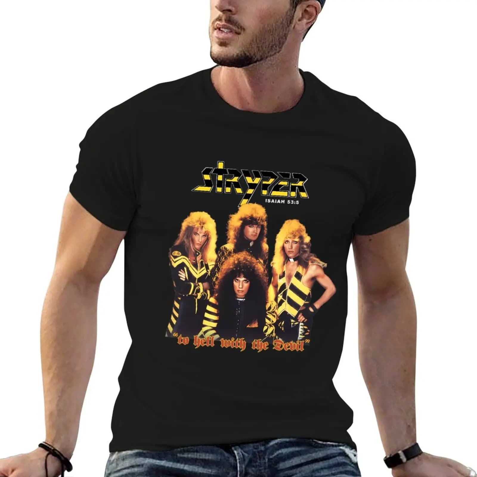 T-shirt Hard Rock Band Stryper pour homme, t-shirts graphiques vintage, t-shirts de créateur pour ho