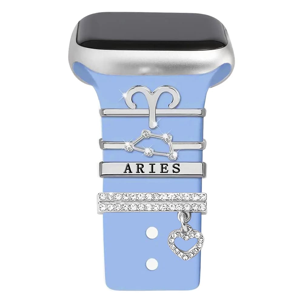 1 ensemble d'accessoires de bracelet de montre avec strass et motifs des douze éléments du zodiaque,