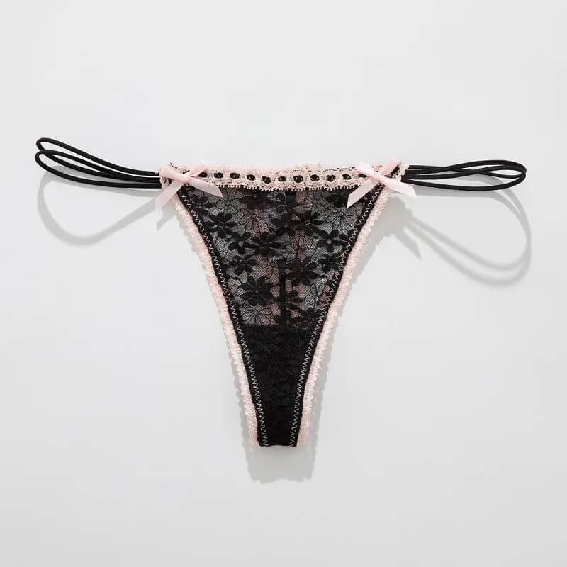 Culottes pour femmes, sous-vêtements féminins sexy en dentelle avec nœud, lingerie transparente resp