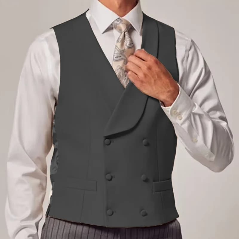 Gilet bleu ciel pour hommes, couleur unie, Double bouton avec revers, pour mariage, marié, affaires,