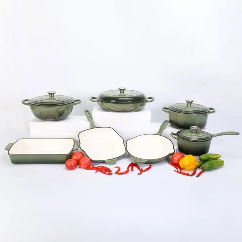 Batterie de cuisine en fonte émaillée au détail, ustensiles de cuisine antiadhésifs, Casserole en ém
