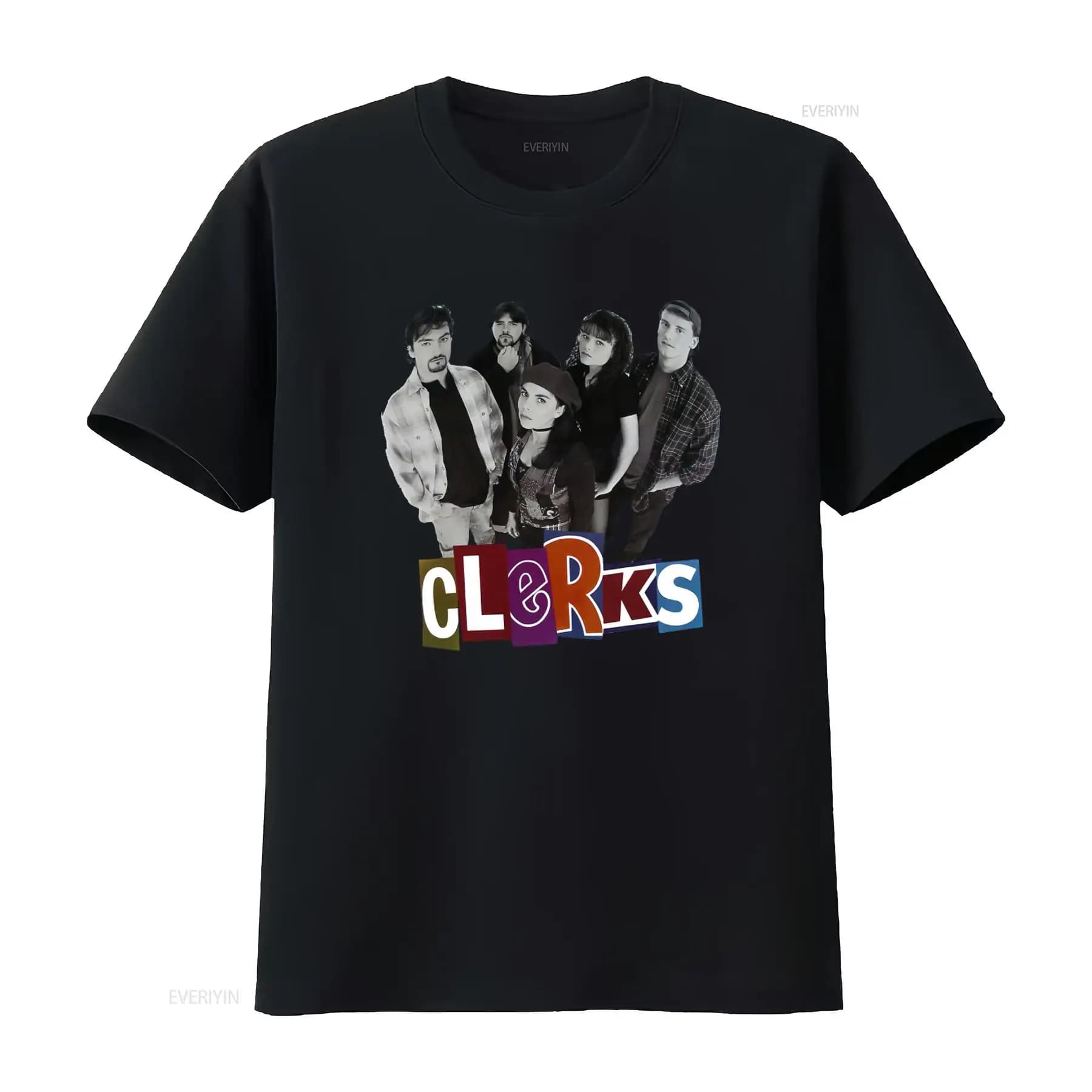 T-shirt Clerks Movie Cast pour un style décontracté vintage, streetwear délavé, extensible, polyvale