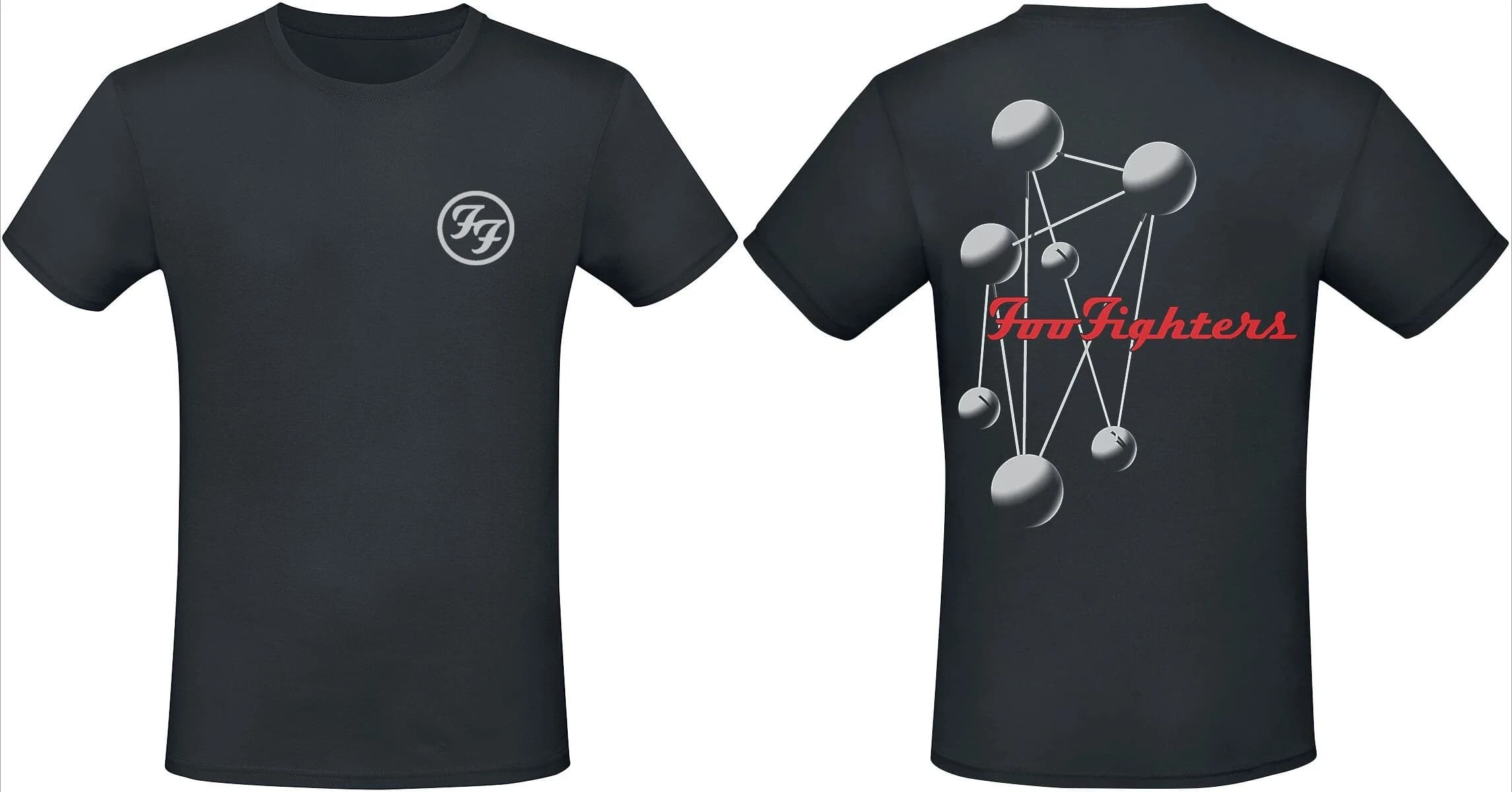 Foo Fighters Iconic FF Molecule Logo Print T-shirt en pur coton unisexe respirant pour fans de rock 