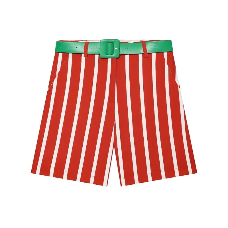 Shorts Bermuda rayés pour femme, taille haute, décontractés, pour l'été, la plage, mini-shorts avec 