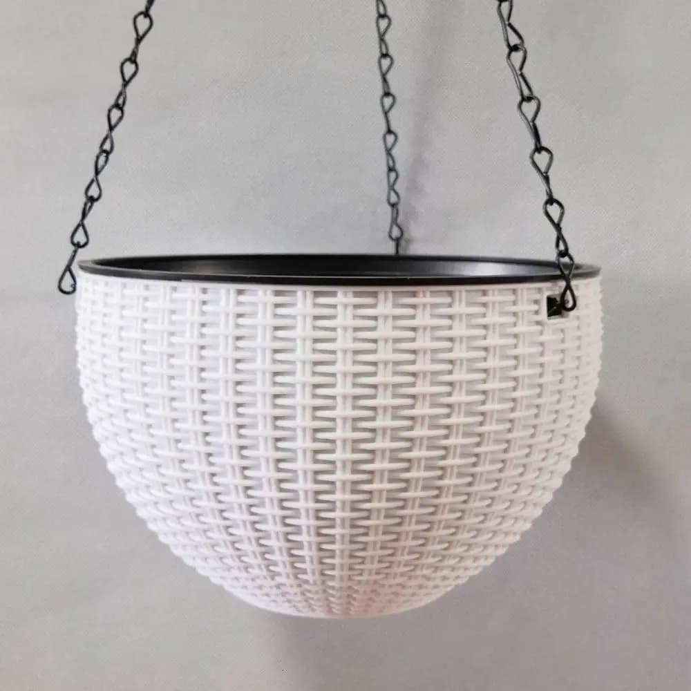 Décoration de jardin, paniers tressés en plastique, décoration d'intérieur avec chaîne, pots de fleu