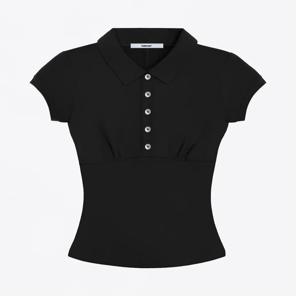 Débardeur violet col polo T-shirt coupe ajustée épaule régulière haut à manches courtes bébé tee