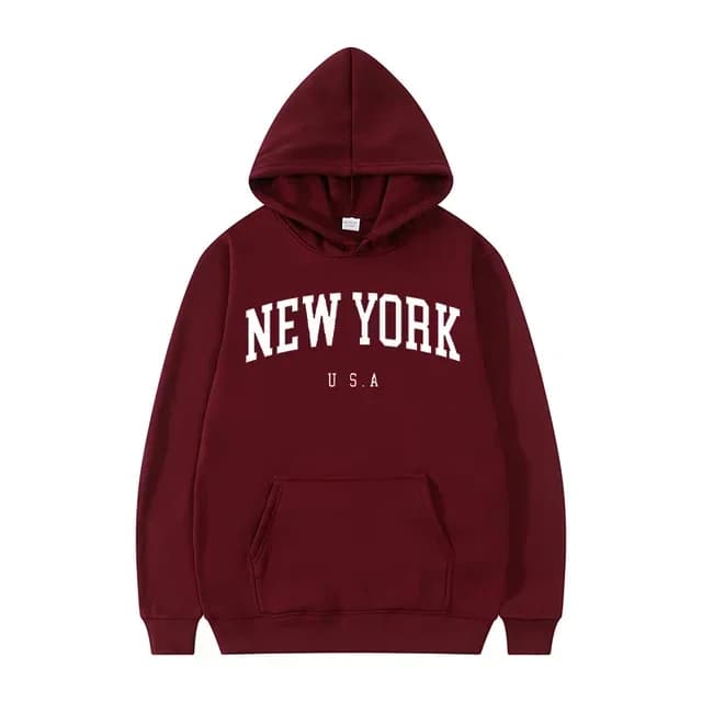 Sweat-shirts à capuche unisexe New York U.S.A City, imprimés lettres graphiques, coupe ample décontr