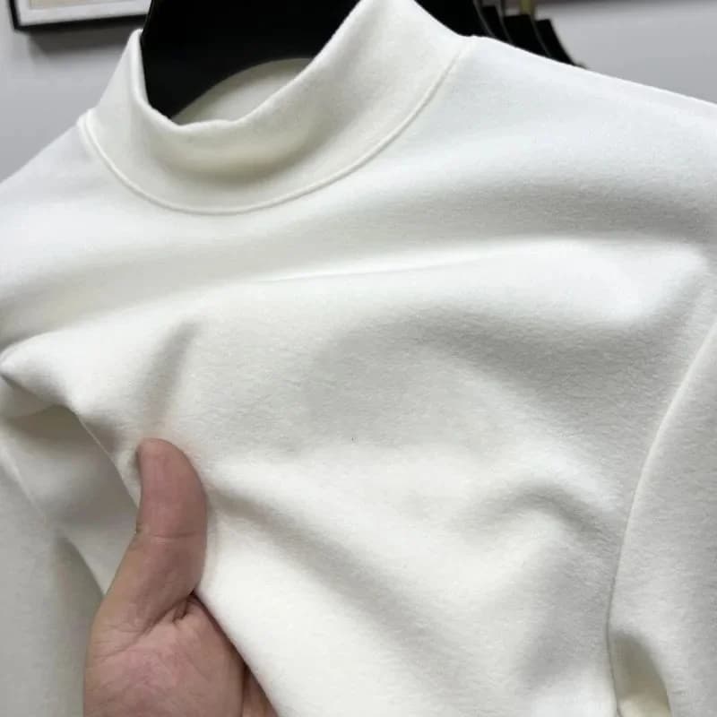 T-shirt thermique à manches longues pour homme, en polaire double face, col semi-montant, sous-vêtem
