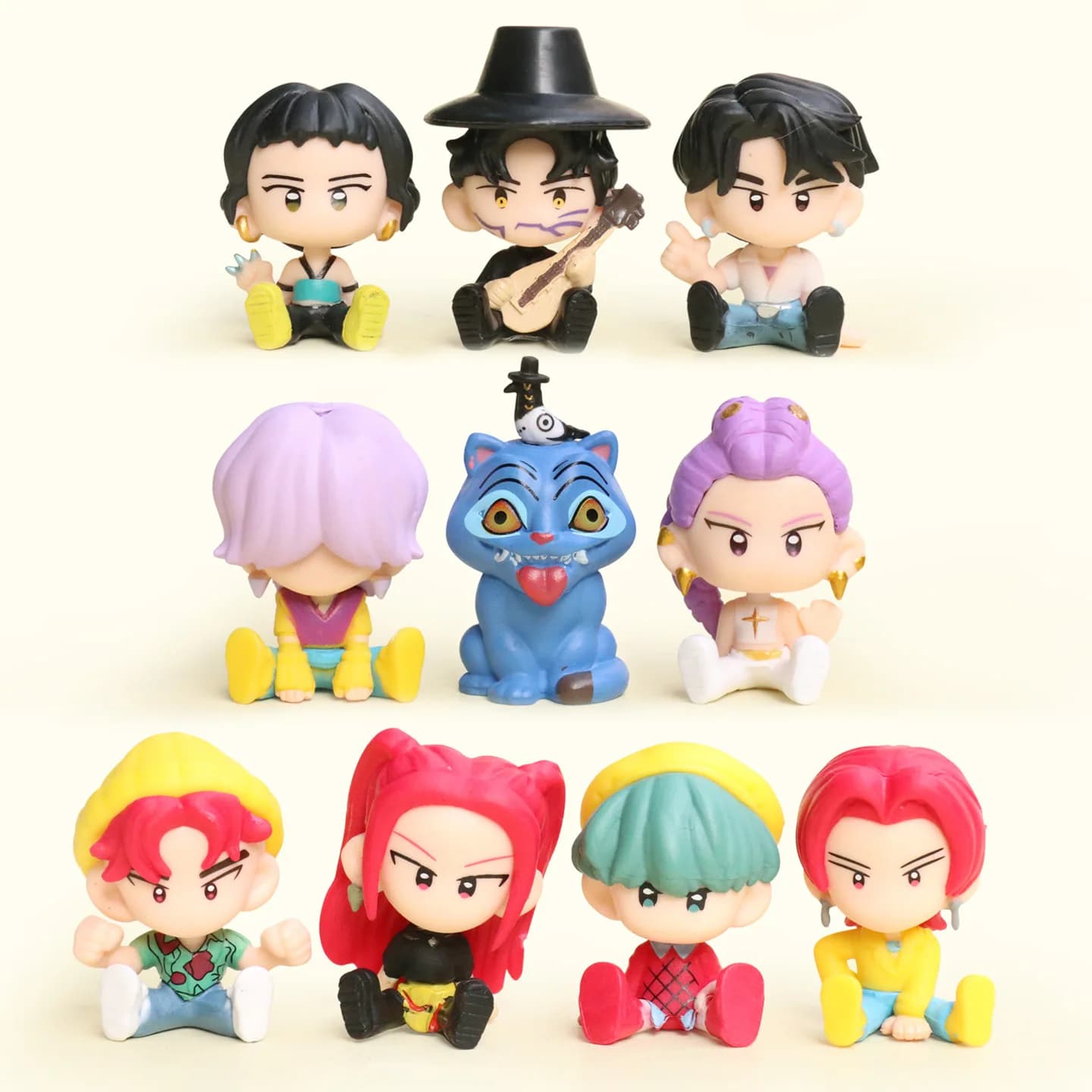 Lot de 10 figurines d'action Anime KPop Demon Hunters version Q kawaii, modèle PVC, jouets, décorati