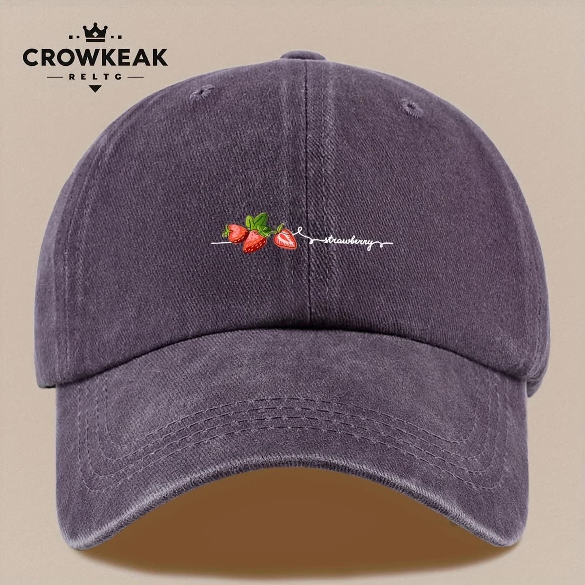 Casquette de baseball à imprimé fraises, 1 pièce, adaptée aux hommes et aux femmes, avec un design v