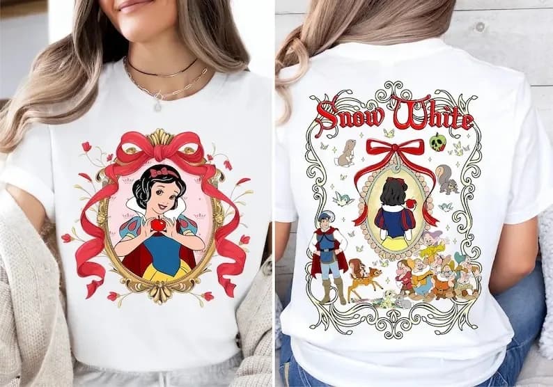T-Shirt d'été princesse Disney, vêtements pour famille blanche-neige, vêtements décontractés surdime