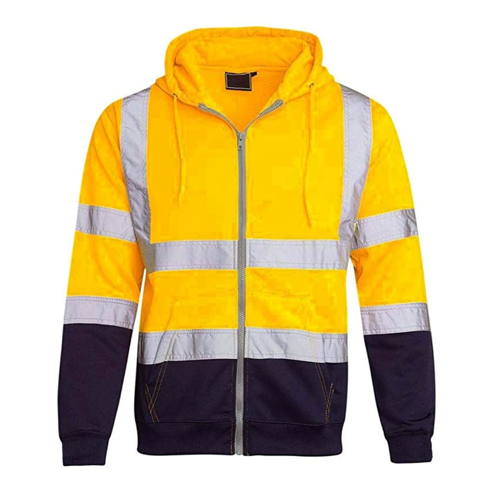 Sweat-shirt réfléchissant à capuche pour hommes, fermeture éclair, mode haute visibilité, veste bomb