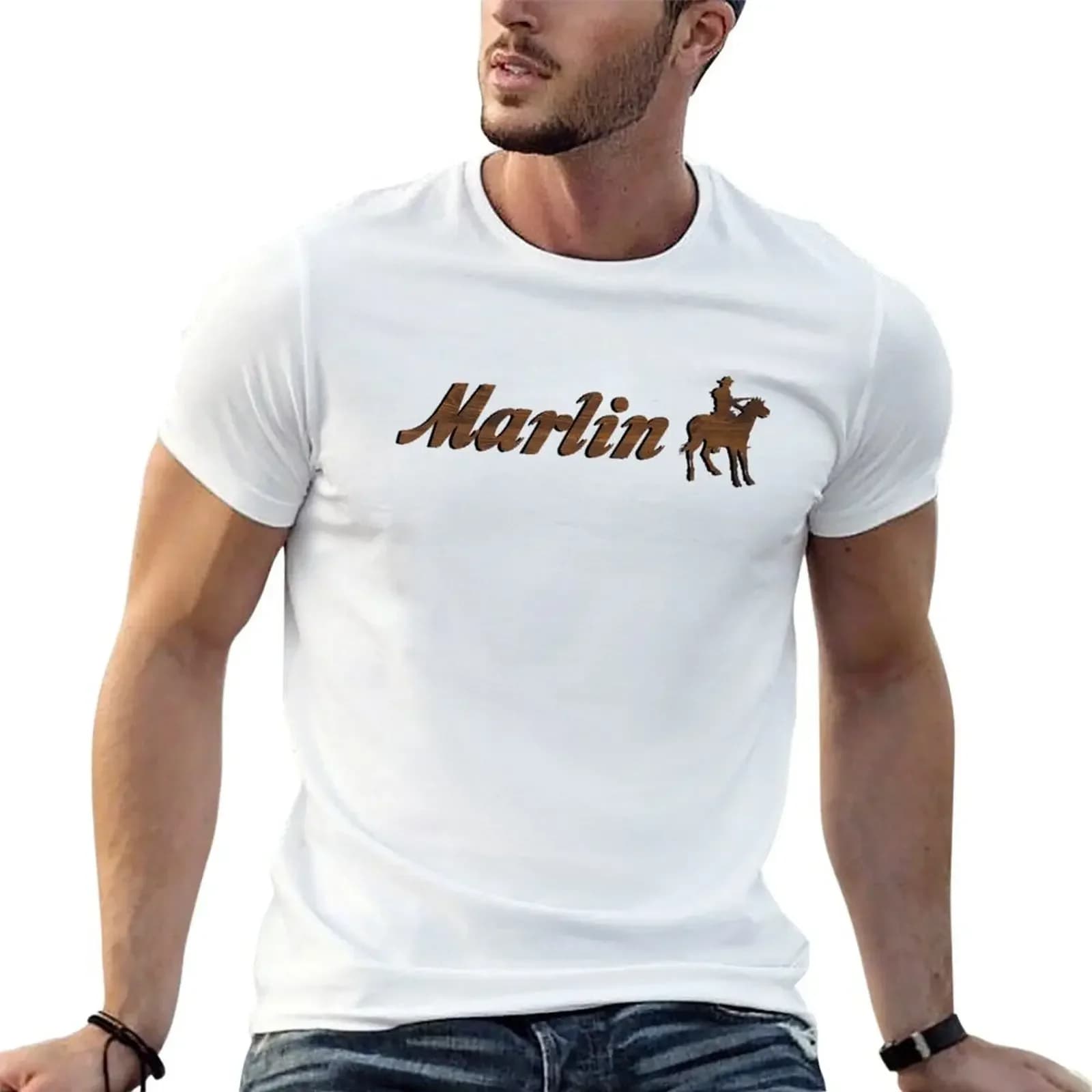 T-shirt graphique Marlin Firearms pour garçons, t-shirts graphiques blancs pour hommes, t-shirts gra