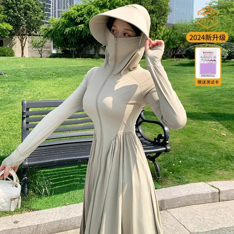 Jupe légère d'été pour femmes, Protection UV complète du corps, soie glacée, longue, Slim Fit, vêtem