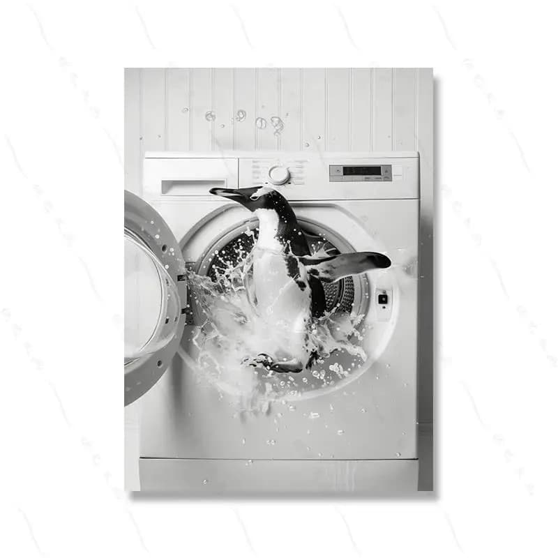 Affiche de Machine à laver, décor de buanderie, image murale amusante, toile imprimée utilitaire, gi