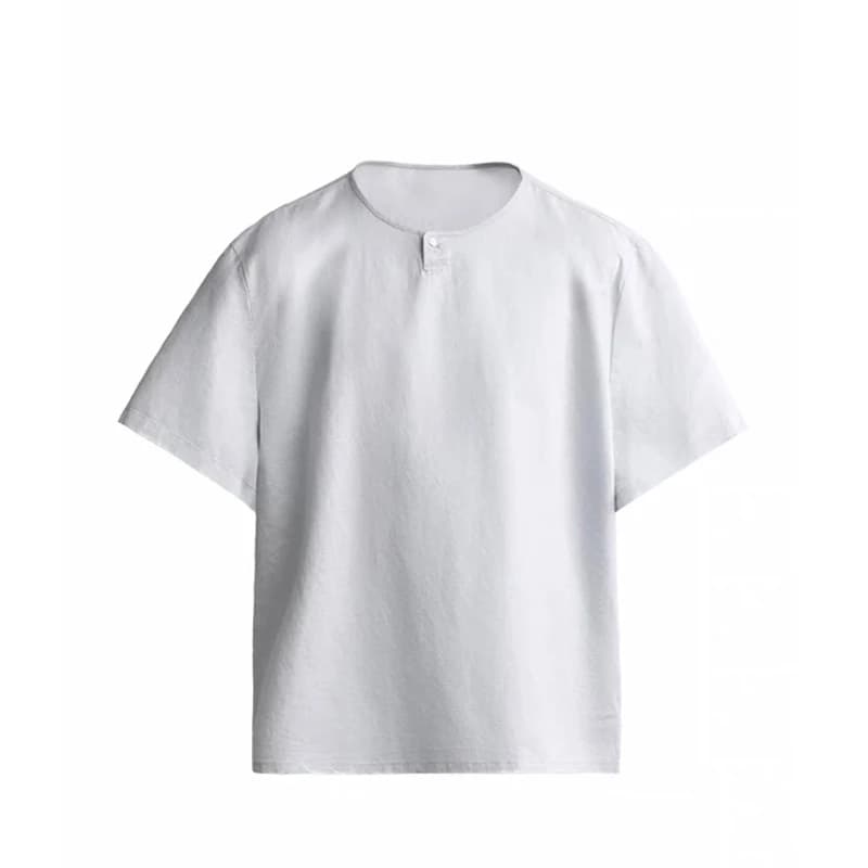 T-shirt Homme Col Rond Manches Courtes en Coton Chanvre Couleur Unie Coupe Ample Haute Qualité Nouve