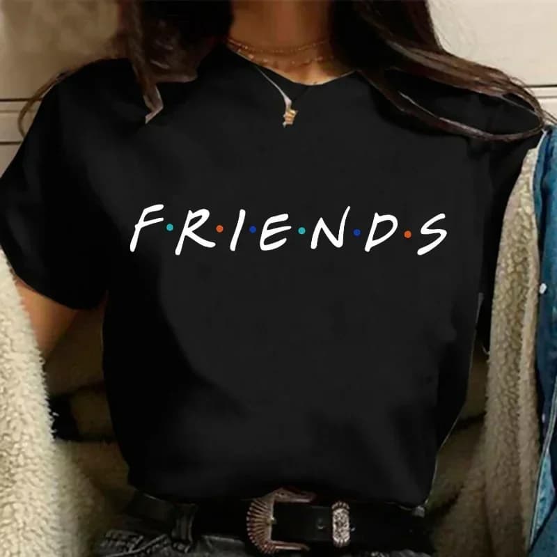 Mode amis émission de télévision drôle dessin animé T-shirt femmes graphique meilleurs amis Harajuku