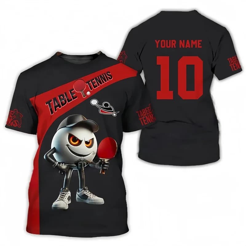 Tennis de Table motif T-Shirt pour hommes nom personnalisé impression 3d ping-pong T-Shirt formation