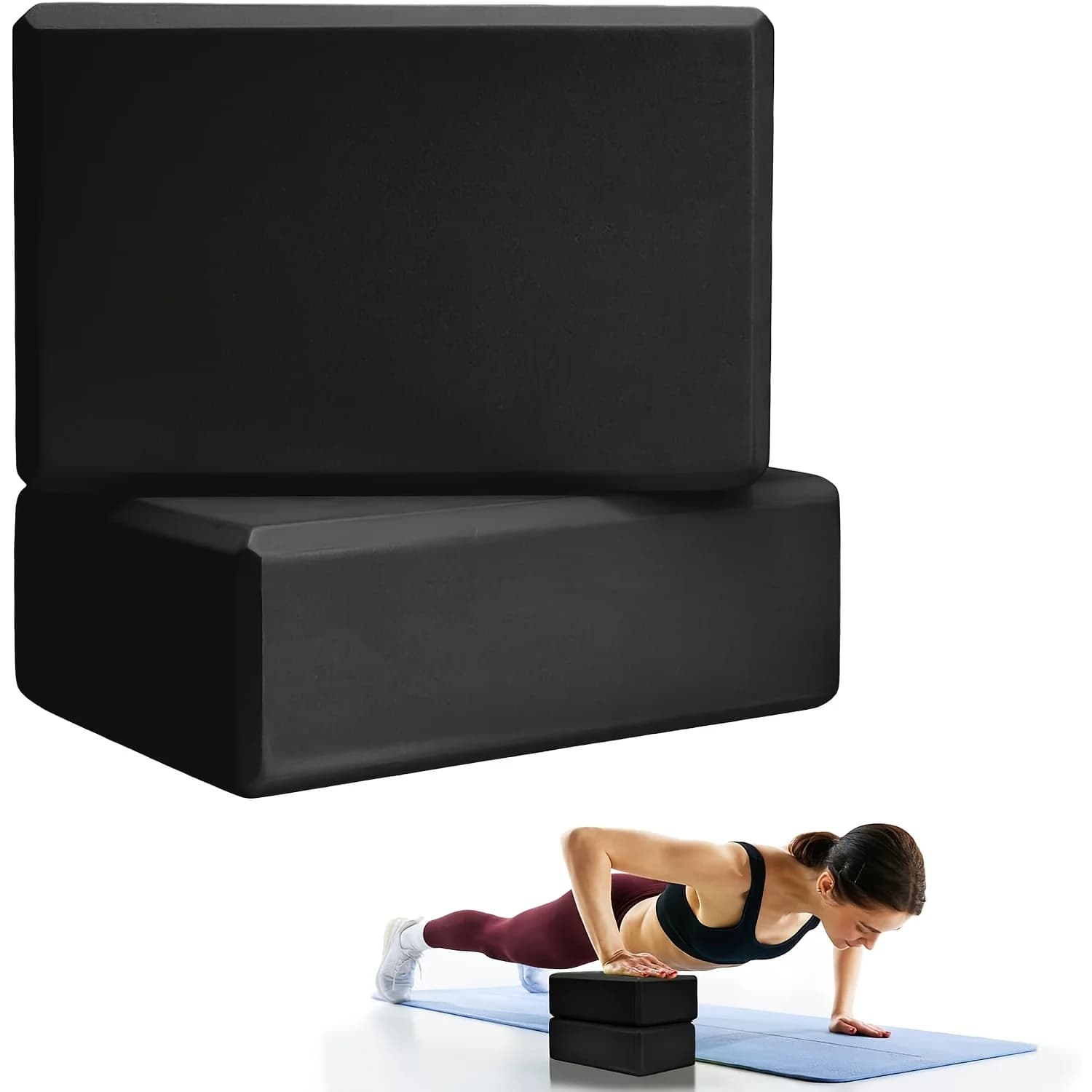 Lot de 2 blocs de yoga – Fabriqués en mousse haute densité, légers, de soutien et sans odeur – Équip