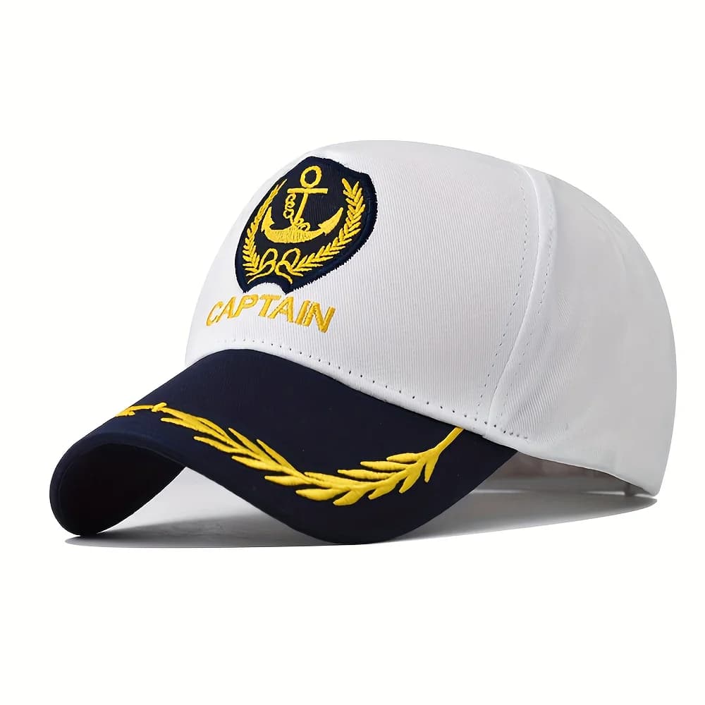 Nouvelle casquette de capitaine marine avec étiquette, casquette uniforme unisexe à calotte rigide, 