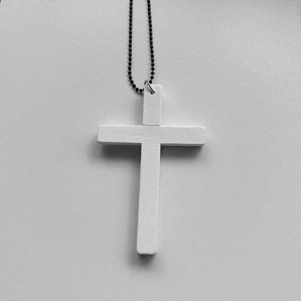 Colliers gothiques avec pendentifs croix en bois Y2K, unisexe, noir, blanc, rouge, Hip Hop, chaîne à