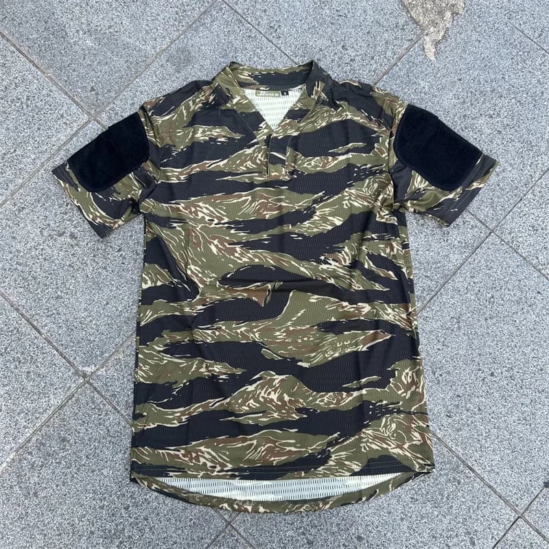 T-shirt à manches longues de camouflage tactique VS, haut à col en v, combinaison d'entraînement tac