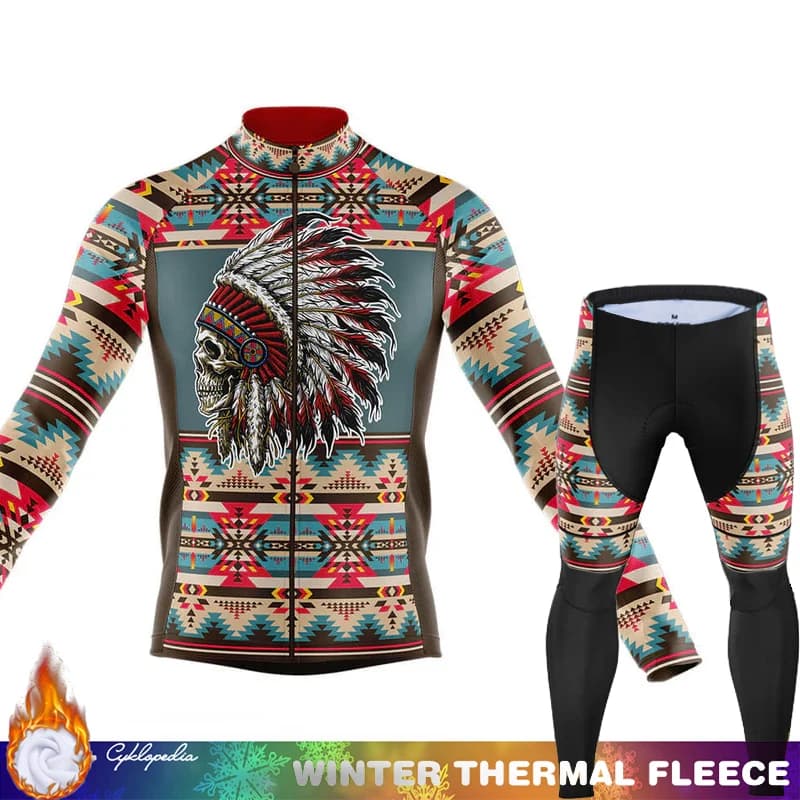 Vêtements de cyclisme pour hommes hiver crâne polaire Jersey ensemble de vêtements de sport thermiqu
