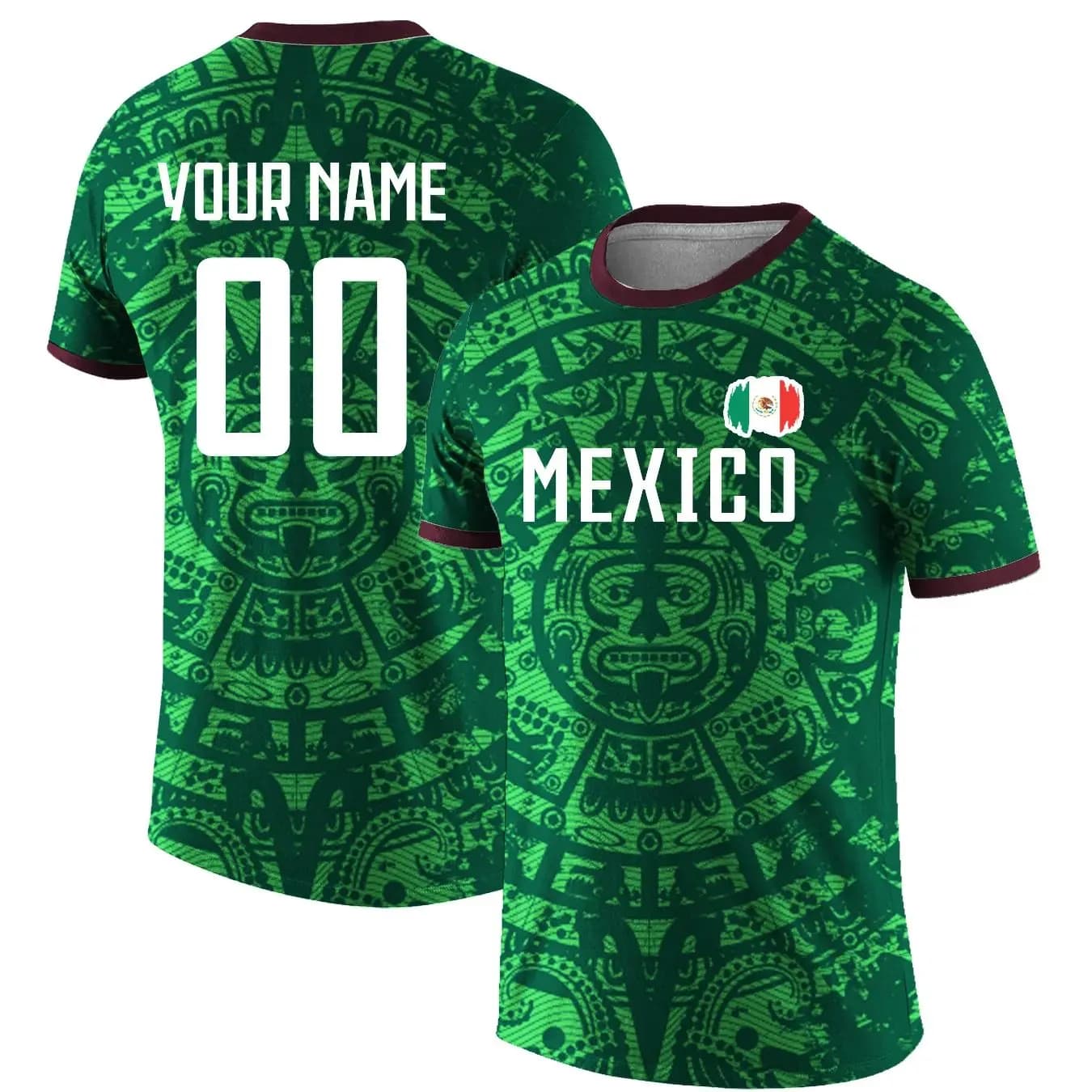 T-shirt de football personnalisé de l'équipe nationale du Mexique pour hommes, nom et numéro personn