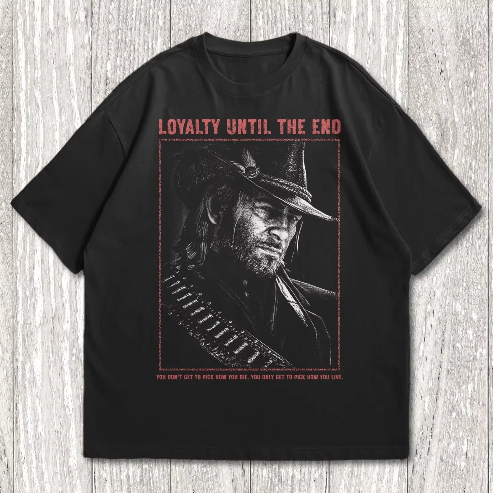 T-shirt vintage Arthur Morgan Loyalty Until The End avec portrait de cowboy, en coton doux, à manche