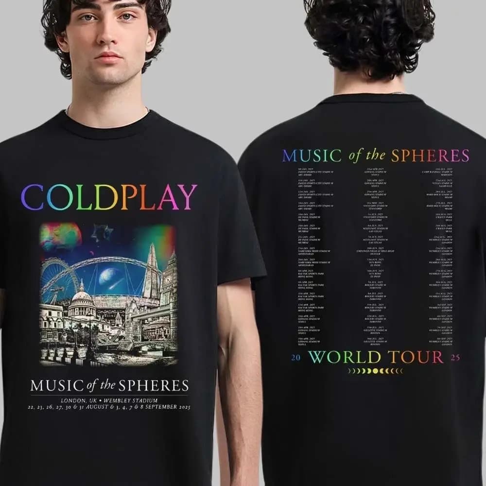 Y2k Hip Pop t-shirts Coldplay Londres musique des sphères Tour Tee 2025 au stade de Wembley sur 22 2