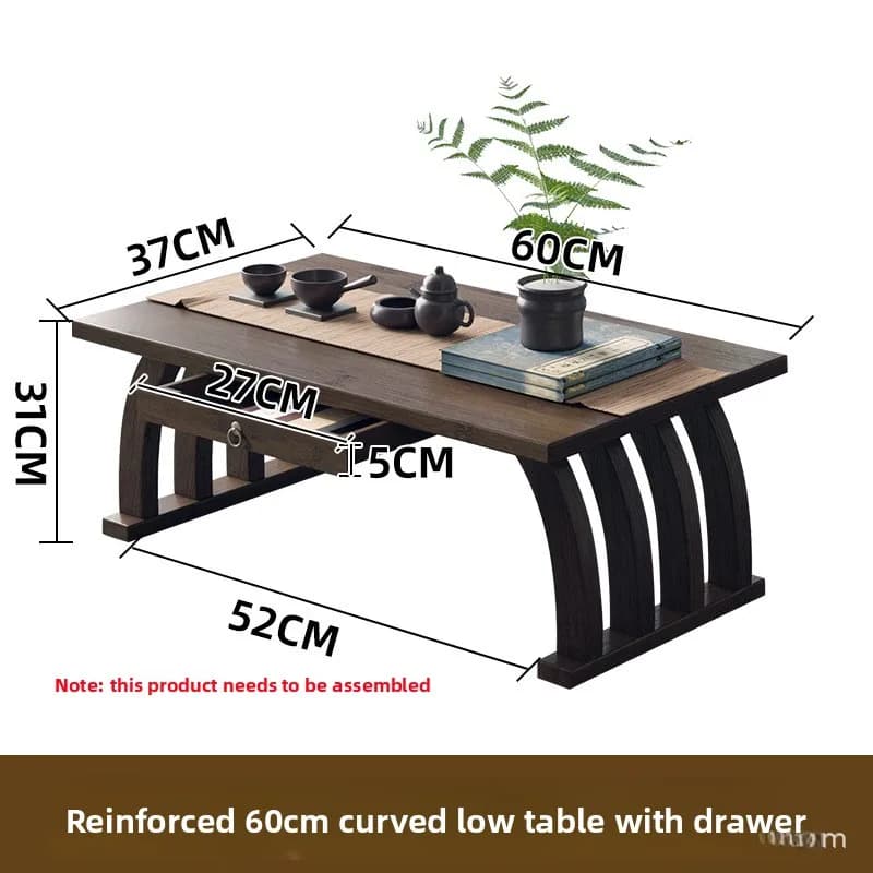 Table basse pliante en bambou de style japonais pour fenêtre en baie, table de sol Tatami, table de 