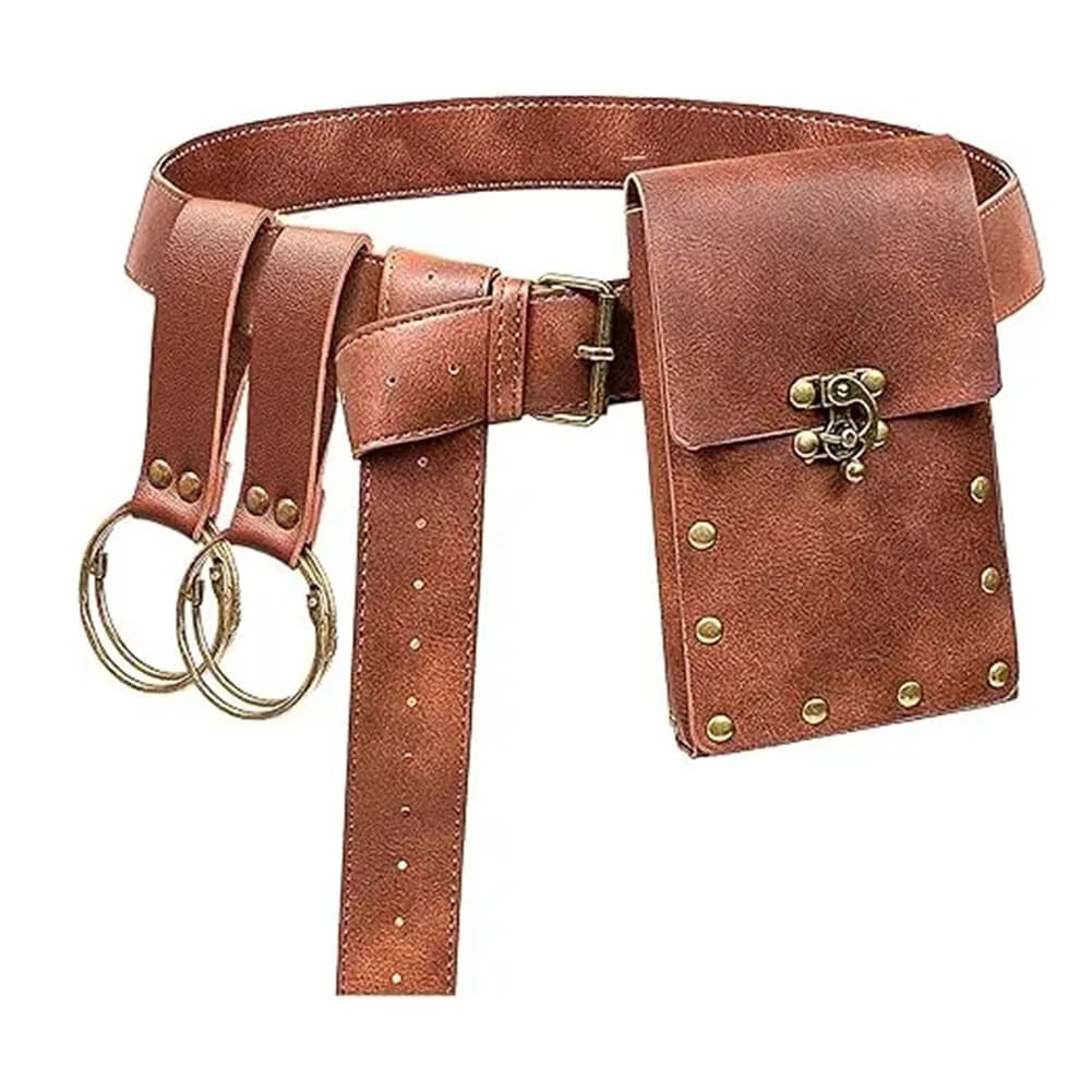 Poudres de ceinture de la Renaissance en PU, porte-monnaie, jupe, ensemble de randonnée, costume de 