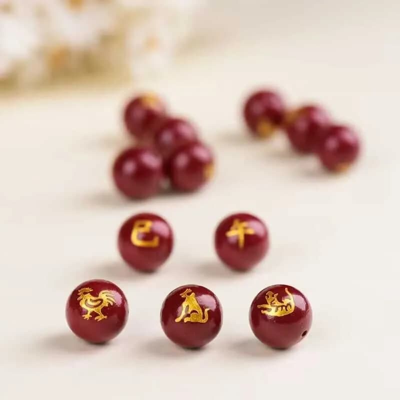 Zhu Sha douze perles rondes du zodiaque accessoires de bricolage perles