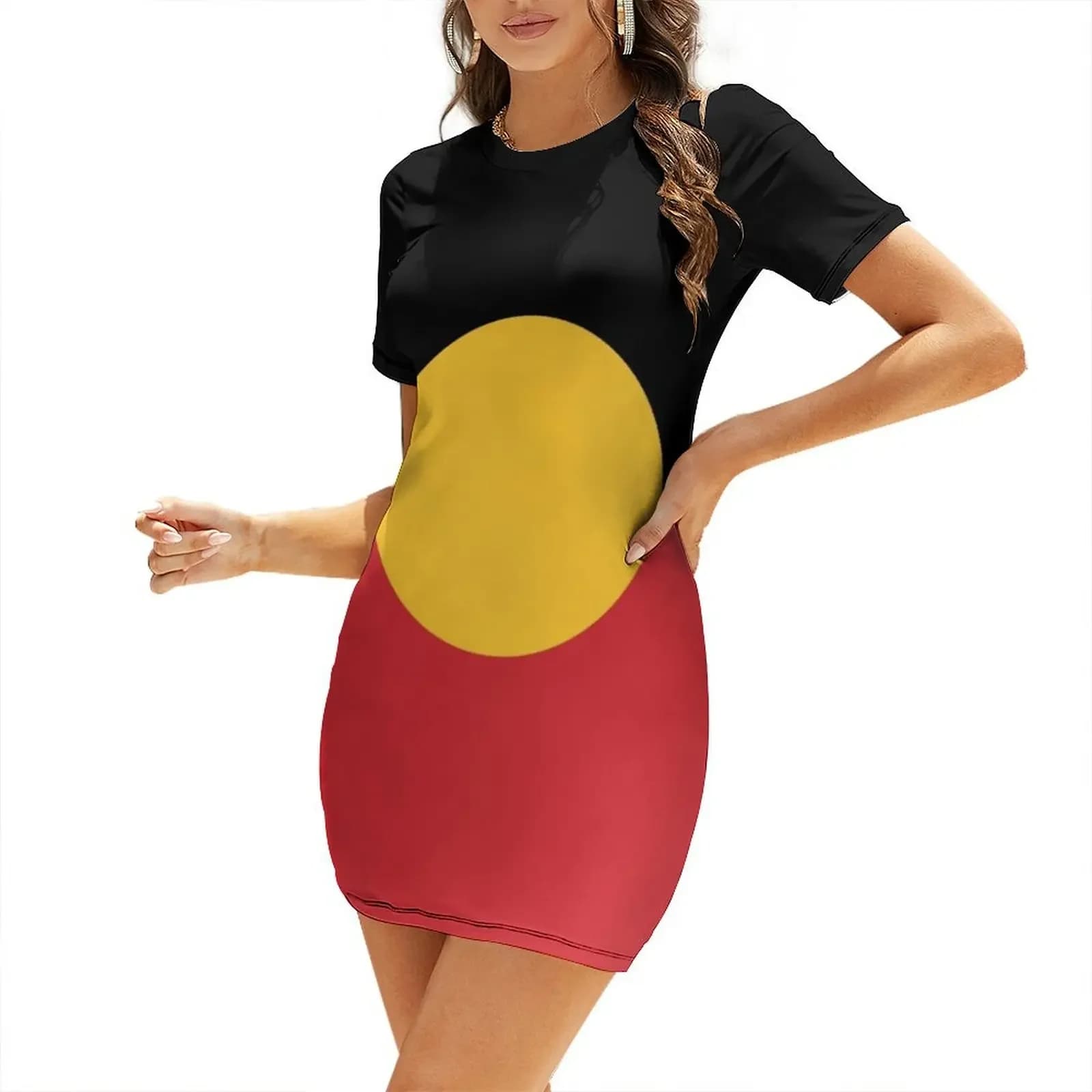 Drapeau australien aborigène # 9 Robes à manches courtes Robes longues Robes de soirée élégantes pou