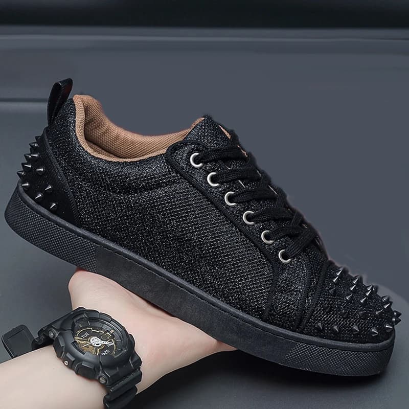 Chaussures tendance pour hommes en cuir chaussures décontractées Style Punk Rivet plat Skateboard ch