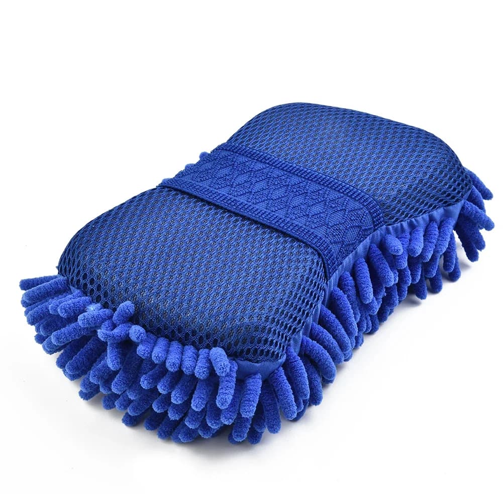 Éponge de lavage de voiture en microfibre Chenille bleue, 1 pièce, brosse de lavage, tampon, outil d