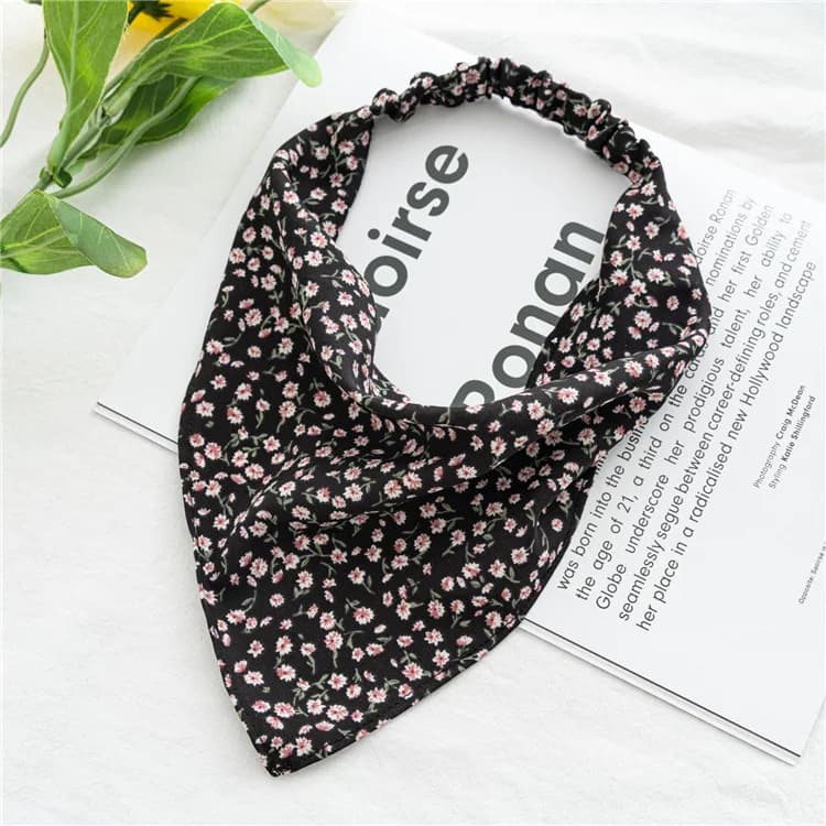 2023 mousseline de soie impression fleur Bandana cheveux écharpe bandeau pour femmes Vintage Long ru