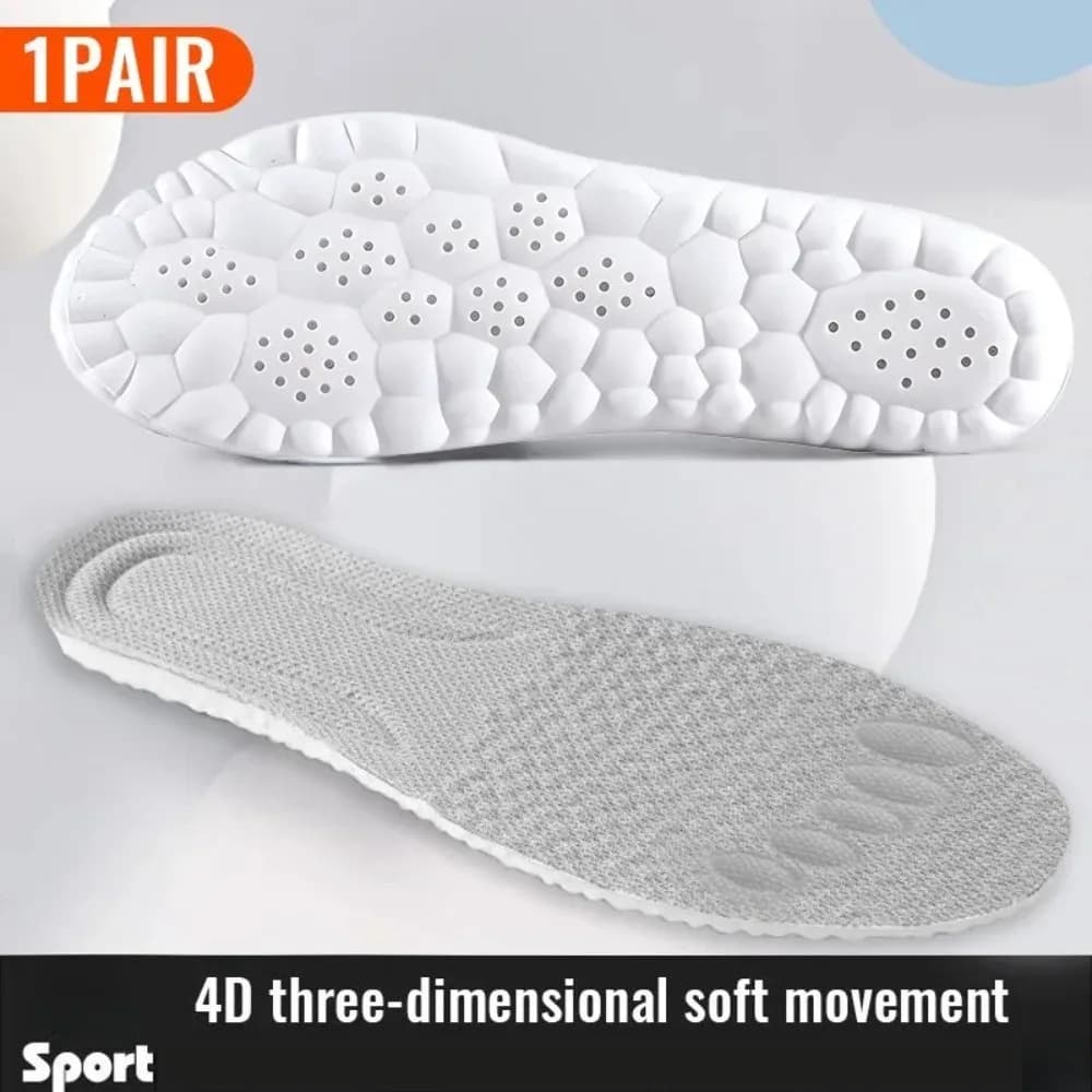 Semelles de sport - Semelles respirantes antibactériennes à absorption des chocs élastiques 4D - Sem