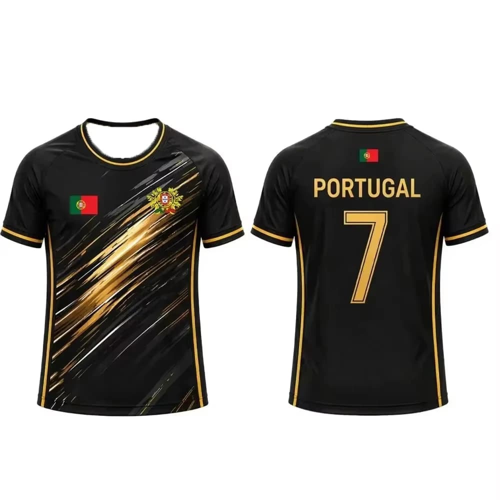 Maillot de football Portugal 2026 pour hommes, femmes et enfants – T-shirt rayé imprimé 3D respirant